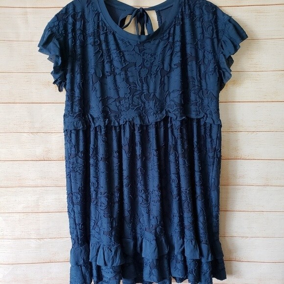 Anthropologie Ruffle Stretchy Knit Mini Dress - Picture 5 of 14